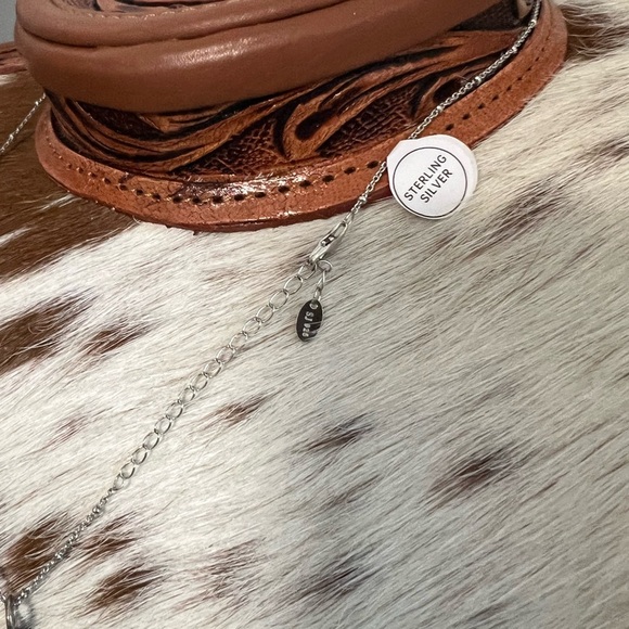 New Made In USA Genuine Turquoise 5 Stone Pendant .925 Silver Stamped  Necklace - Picture 4 of 8